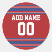 Sticker Rond Équipe Jersey avec nom et numéro personnalisés (Devant)