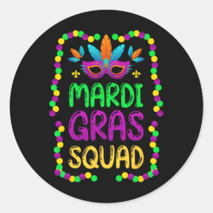 Sticker Rond Équipe Mardi Gras Pour Un Carnaval Mardi Gras Mar