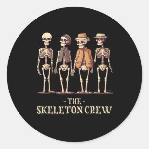 Sticker Rond Équipe masculine de squelette d'Halloween