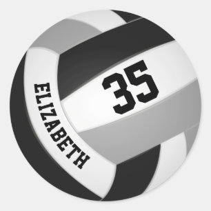 Sticker Rond équipe noire grise couleurs garçons filles volley-