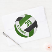 Sticker Rond équipe noire verte couleurs filles garçons volley (Enveloppe)