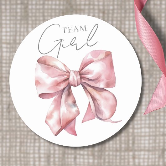 Sticker Rond Équipe Pink Bow Girl Gender Revela