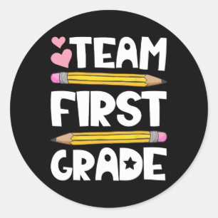 Sticker Rond Équipe Première Année Amusant 1er Byck À L'École E