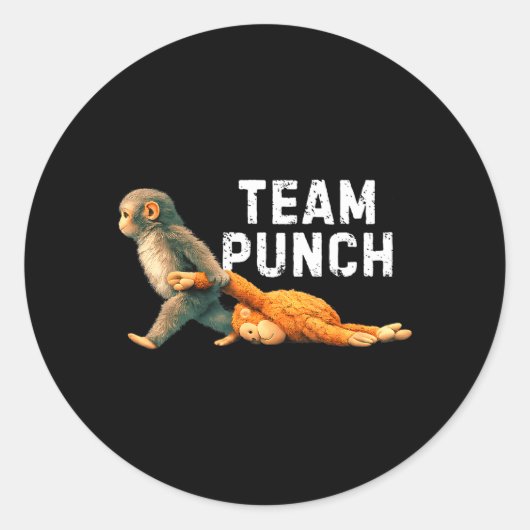 Sticker Rond Équipe Punch Baby Monkey Punch Tendance Mème Graph (Devant)