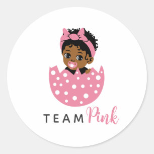 Sticker Rond Équipe Rose Bébé Afro-Américaine Fille Dans l'Oeuf