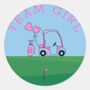 Sticker Rond Équipe Rose Fille Genre Reveillez Party Vote Golf