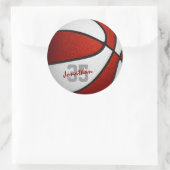 Sticker Rond équipe rouge blanc couleurs garçons filles basketb (Sac)