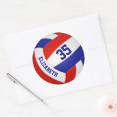 Sticker Rond équipe rouge blanche couleur bleue filles volley-b (Enveloppe)