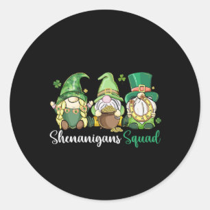 Sticker Rond Équipe Shenanigans Gnomes Irlandais Trèfle - Saint