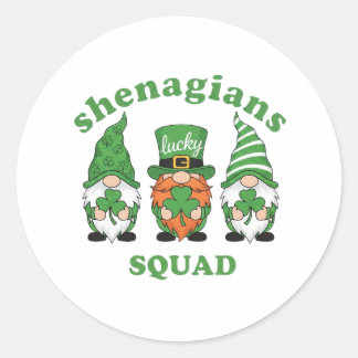 Sticker Rond Équipe Shenanigans Gnomes Saint-Patrick Rond