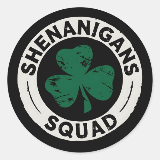 Sticker Rond Équipe Shenanigans Saint-Patrick Shamrock (Devant)