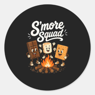 Sticker Rond Équipe S'mores drôle feu de camp marshmallow 