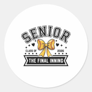 Sticker Rond Équipe softball senior de 2026 soirée softball sen
