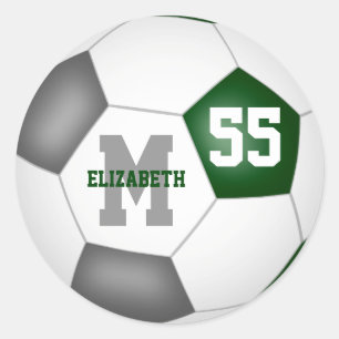 Sticker Rond équipe verte gris couleurs football balle personna