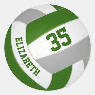 Sticker Rond équipe verte gris couleurs garçons filles volley