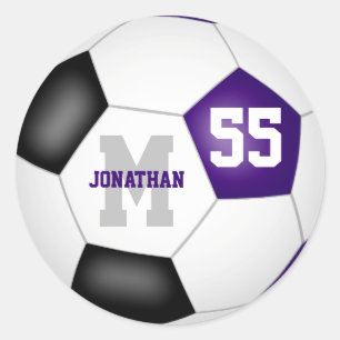 Sticker Rond équipe violet noir couleurs football balle personn