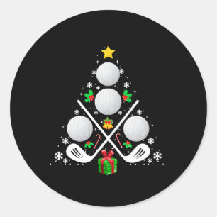 Sticker Rond Équipement de golf Sapin de Noël Golf de Noël