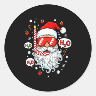 Sticker Rond Équipement de plongée en scaphandre de Noël Drôle