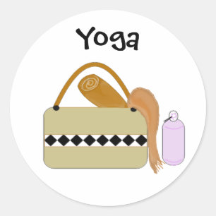 Sticker Rond Équipement de yoga mignon