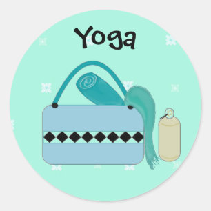 Sticker Rond Équipement de yoga mignon
