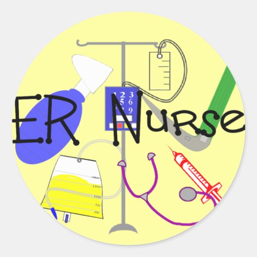 Sticker Rond Équipement Médicale de l'infirmière (Devant)