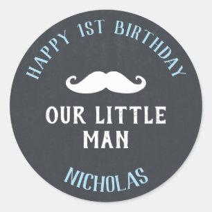 Sticker Rond Ęr cadeau d'anniversaire de petite moustache