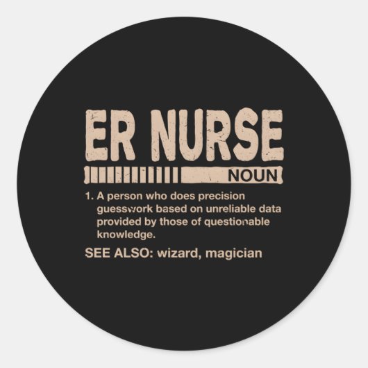 Sticker Rond Er Infirmière Définition Infirmière d'urgence Trau (Devant)