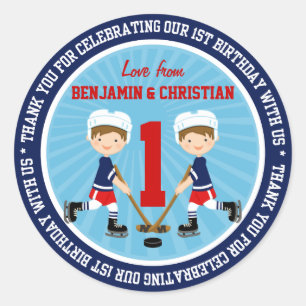 Sticker Rond Ęr Merci d'anniversaire de jumeaux mignons de