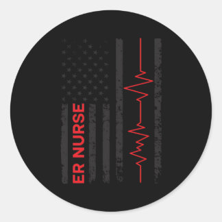 Sticker Rond Er Nurse Us Drapeau Urgence Infirmière Urgence Sal