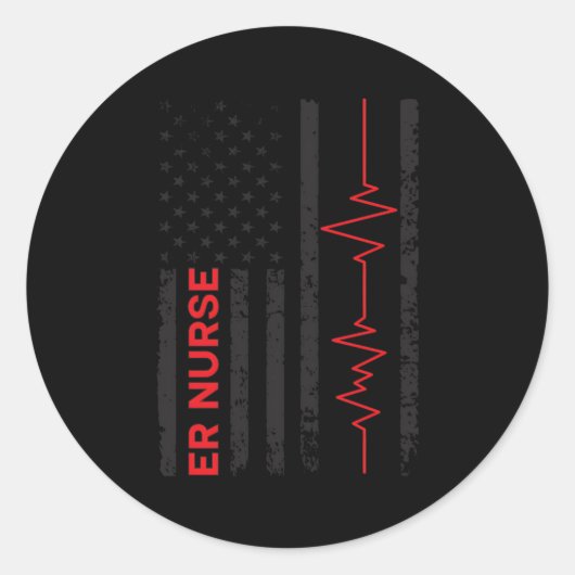 Sticker Rond Er Nurse Us Drapeau Urgence Infirmière Urgence Sal (Devant)