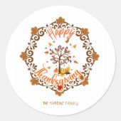 Sticker Rond Érable de Thanksgiving cadre Feuilles automne (Devant)
