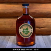 Sticker Rond Érable Sirop Vert Feuille Buffalo Plaid Kraft