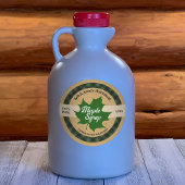 Sticker Rond Érable Sirop Vert Feuille Buffalo Plaid Kraft