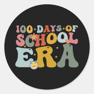 Sticker Rond Ère des 100 jours d'école Prof groovy Enfants