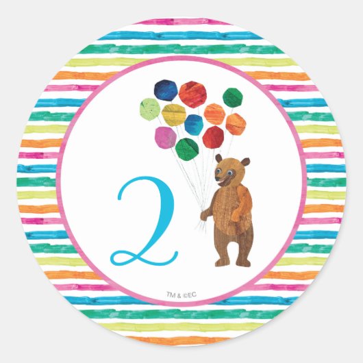 Sticker Rond Eric Carle | Anniversaire de Beary Rainbow (Devant)