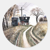 Sticker Rond Eric Ravilious - Caravanes, (Devant)