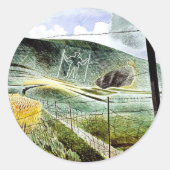 Sticker Rond Eric Ravilious - Le Géant de Wilmington, beaux-art (Devant)