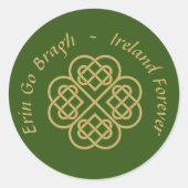 Sticker Rond Erin Go Bragh Gold Celtic Shamrock (Devant)