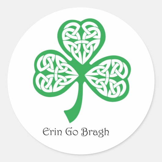 Sticker Rond Erin Go Bragh shamrock avec nouage celtique (Devant)