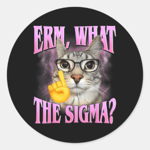 Sticker Rond Erm What The Sigma_ Humour Drôle Mème de Chat avec