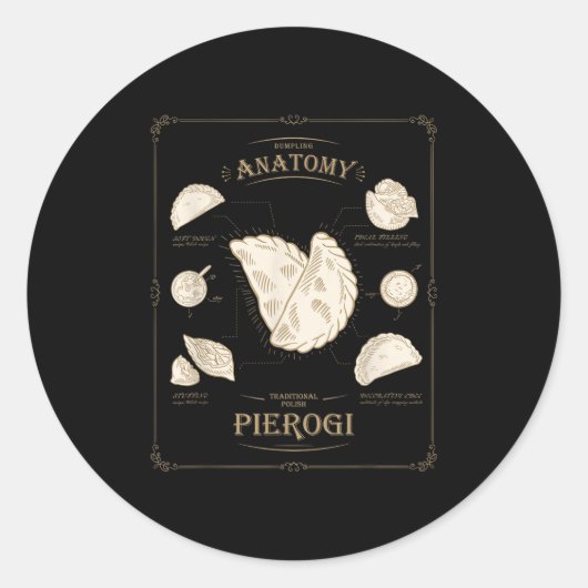 Sticker Rond Erogi Dumpling Anatomy Unique Lish Recipe Tee, Per (Devant)