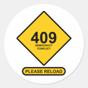 Sticker Rond Erreur 409 : Conflit démocratique