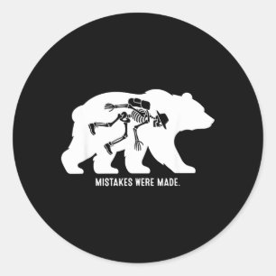 Sticker Rond Erreurs Amusantes Ours Squelette Randonnée Humour