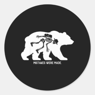 Sticker Rond Erreurs Faite Ours Randonneur Squelette Randonnée