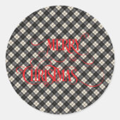 Sticker Rond Erskine Black White Scottish Tartan Christmas (Devant)
