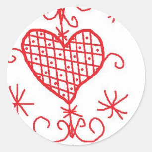 Sticker Rond Erzulie Coeur Rouge Veve Voodoo Love Sigil