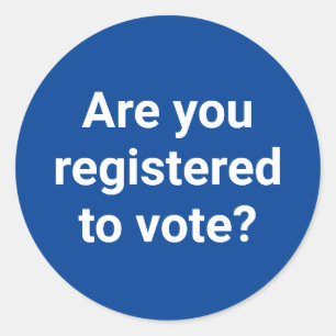 Sticker Rond Es-tu inscrit pour voter ? coutume blanc et bleu
