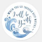 Sticker Rond Esaïe 43:2 Vagues océaniques (Devant)