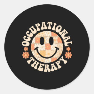 Sticker Rond Escadron de thérapie ergothérapeute florale Retro