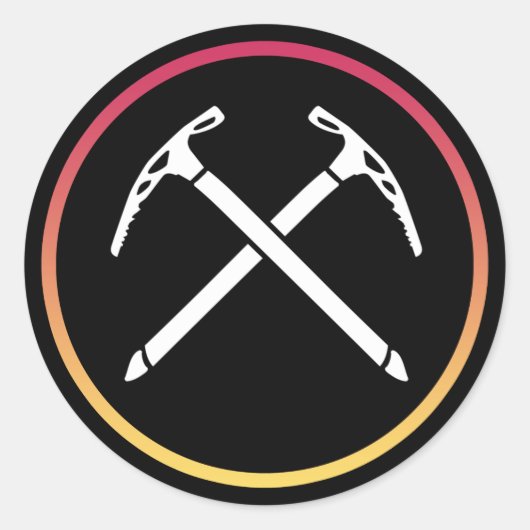 Sticker Rond Escalade de glace - Axes de glace traversés (Devant)
